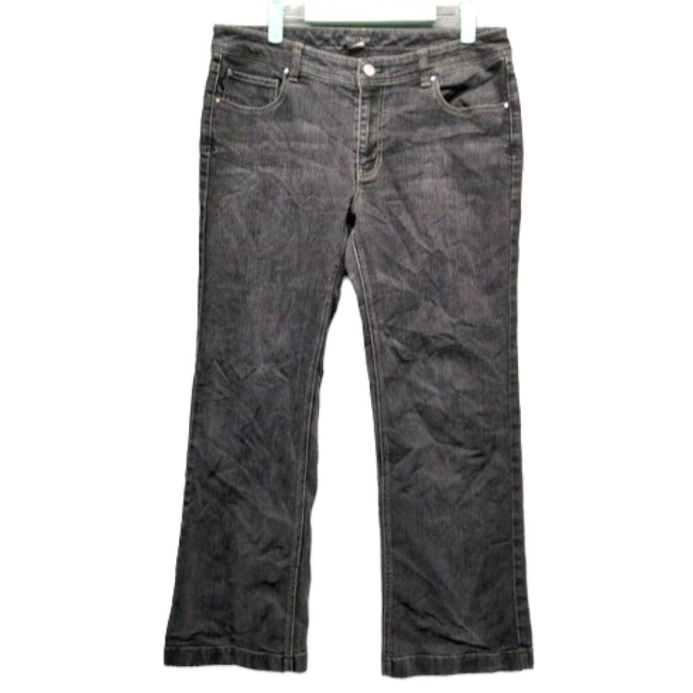 WHITE HOUSE BLACK MARKET Women Jean Mid Rise Straight Leg Charcoal W:35 L:29.5 - Picture 1 of 9